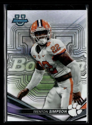 2022 Bowman's Best University #34 Trenton Simpson Refractor Clemson Tigers - Image 1 of 2