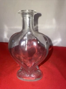 Heart Shaped glass bottle clear no stopper -5.25” Tall Estate Find - Picture 1 of 9