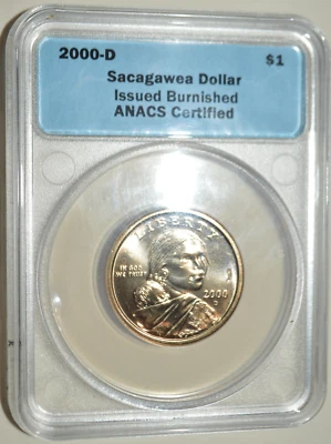 2000-D $1 Sacagawea Dollar Issued Burnished ANACS Certified Possible Struck Thru - Image 1 of 4