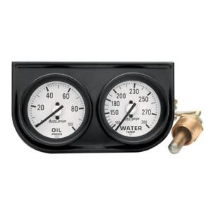 Auto Meter Gauge Set 2326; Auto Gage Oil Pres/Water Temp White, Black Panel Mech