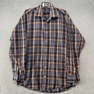 Burberry Shirt Mens Medium Blue Brown Button Up Cotton Check Long Sleeve - Picture 1 of 10