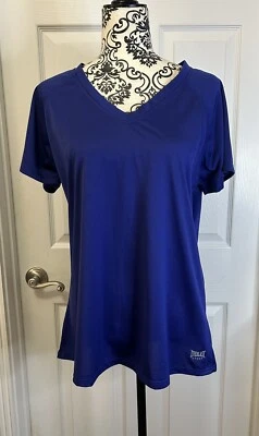 Camisa Everlast Sport Active Azul Entrenamiento Fitness Cuello en V Manga Corta Para Mujer’s XL Foto 1 de 4