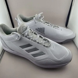 Neu Adidas Icon 7 Schuhe Gr. 14 silber Kunststoff Stollen Herren weiß Baseball Turnschuhe   - Bild 1 von 10