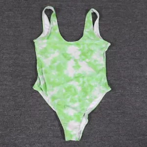 Boohoo Swimsuit Size 8 Green White Comfort Straps One Piece Tank Style - Picture 1 of 7