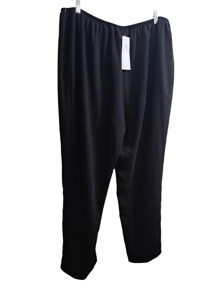 $255 Caroline Rose Suzette Crepe Straight-Leg Pants Women 2X Black Career Formal - Image 1 of 4