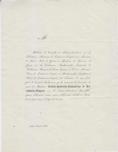 1840 Faire-part décès Mme de LACLAVERIE-SOUPETS née de LATOUR-LANDORTE - Auch - Imagen 1 de 1
