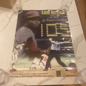 Lou Brock 25th Anniversary Commemorative Poster-Celebrating 105 Stolen Bases - Picture 1 of 9
