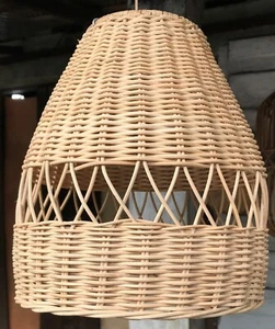 Natural Rattan Lamp Shade cane wicker hanging Pendant Light fitting 13 - Picture 1 of 5