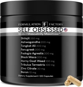 Self Obsessed 10 in 1 Masculinity Maximizer Supplement, Shilajit for Men, - Picture 1 of 8