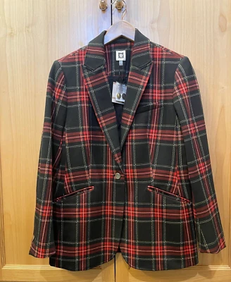 Blazer para mujer Anne Klein Peak solapa 12 rojo y negro a cuadros nuevo con etiquetas Foto 1 de 4