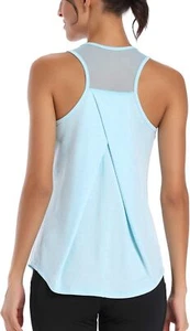 Womens Workout Tops for Women Racerback Tank Tops Mesh Yoga Shirts Athletic Tank - Picture 1 of 46