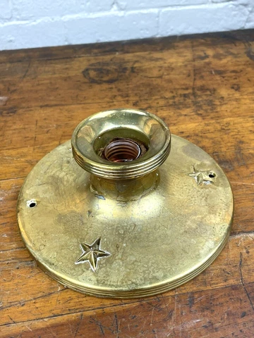 Antique Brass Flush Mount Ceiling Light, 3 Stars, 7" Dia, 2 3/4"H Cover
