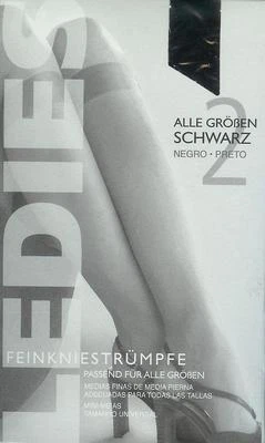 LEDIES 2 Paar Fein-Kniestrümpfe, transparent - 20den, schwarz, Universal-Gr.