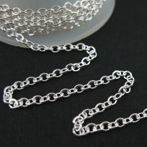 Sterling Silver Cable Chain 2mm Unfinished Chain Bulk Lots By The Foot.925 Italy