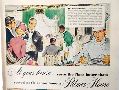Palmer House Chicago Empire Room Prado Mantequilla Dorada Vintage 1950 Anuncio Foto 1 de 4