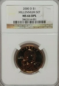 2000-D SACAGAWEA DOLLAR MILLENNIUM SET NGC MS 66 DPL - BROWN LABEL - Picture 1 of 2