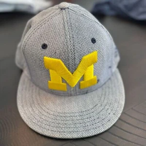 Adidas Michigan Wolverines Striped Snapback Hat Grey Yellow M Logo NCAA - Bild 1 von 5