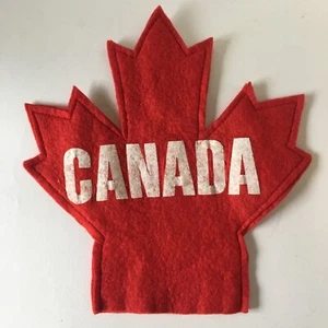 Olympic Calgary 1988 Red Felt Canada Maple Leaf Flag Pennant Souvenir Vintage - Picture 1 of 14