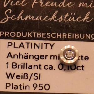 Platin 950 Anhänger Gleiter Brillant 0,10Ct. weiß/SI NEU Schmuckkarte Platinity - Bild 1 von 3