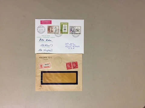 Two Finland registered-express covers:fdc fight TB,Rauma 1939 w/pair stamps Cover