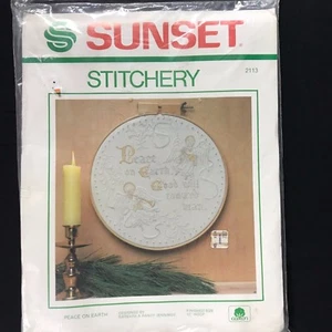 Sunset PEACE ON EARTH Angels Christmas Sampler Stitchery Picture Kit NEW - Picture 1 of 1