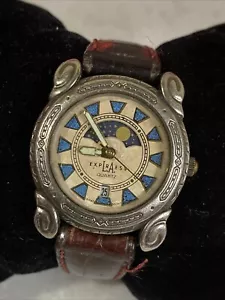 Vintage LA Express Quartz Watch Women Moon Phase Silver Date Analog New Battery - Picture 1 of 4