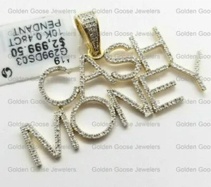 10K Yellow Gold Genuine Natural Diamonds CASH MONEY Name Plate Pendant Charm - Picture 1 of 10