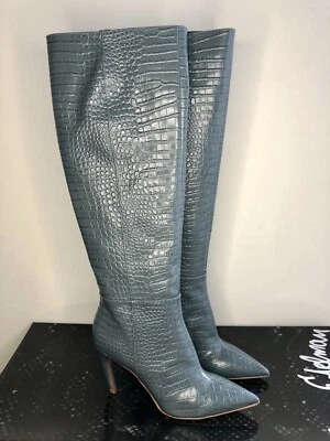 Nuevas botas hasta la rodilla Sam Edelman Fraya de cuero en relieve de cocodrilo talla 6,5 Foto 1 de 4