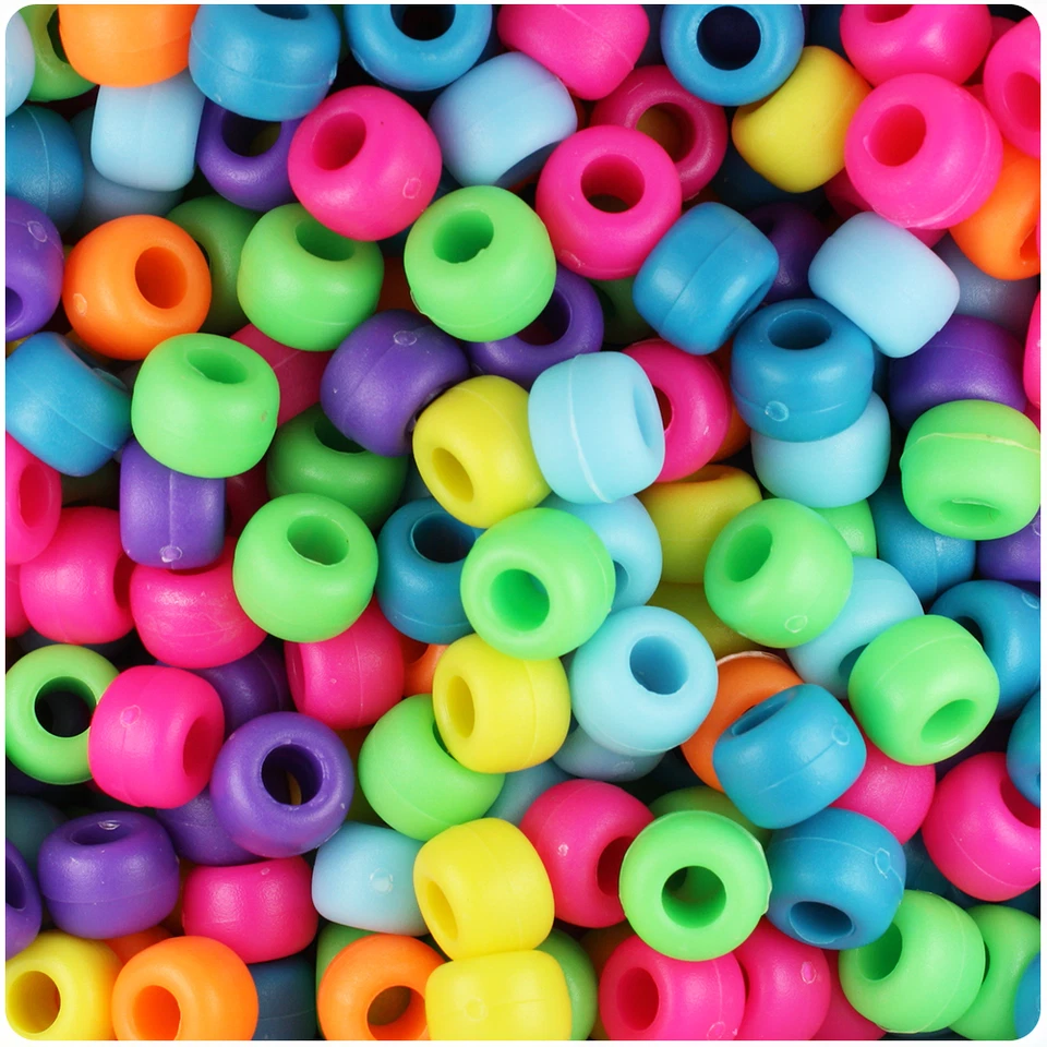 BeadTin Bright Mix Matte 9mm Barrel Pony Beads (500pcs) - Image 1 of 1