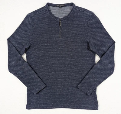 Camisa Suéter Pullover Robert Barakett Para Hombres M Azul Marino Cuarto Cremallera Manga Larga Foto 1 de 4