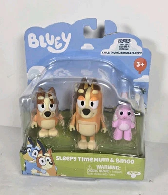 Bluey Sleepytime Bingo Chilli Mum & Floppy Figure Set | Brand New Box Damage