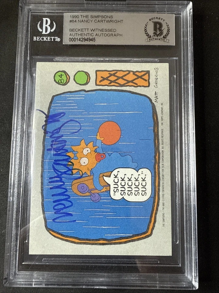 Nancy Cartwright SIGNED Maggie Simpson 1990 Topps Simpsons #84 BGS BAS AUTO - Image 1 of 2