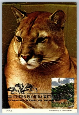 #4099c Southern Florida Wetland Florida Panther FDC Maxi Card w/Pictorial Cancel - Image 1 of 2