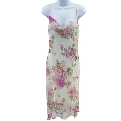 Vestido Alyn Paige 9/10 Blanco Rosa Floral Capucha Cuello Cruz Espalda Tirantes Espalda Larga Foto 1 de 4