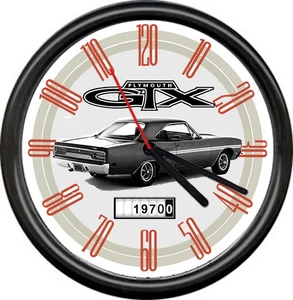 Flache schwarze 1970 Plymouth GTX Schild Wanduhr - Bild 1 von 1