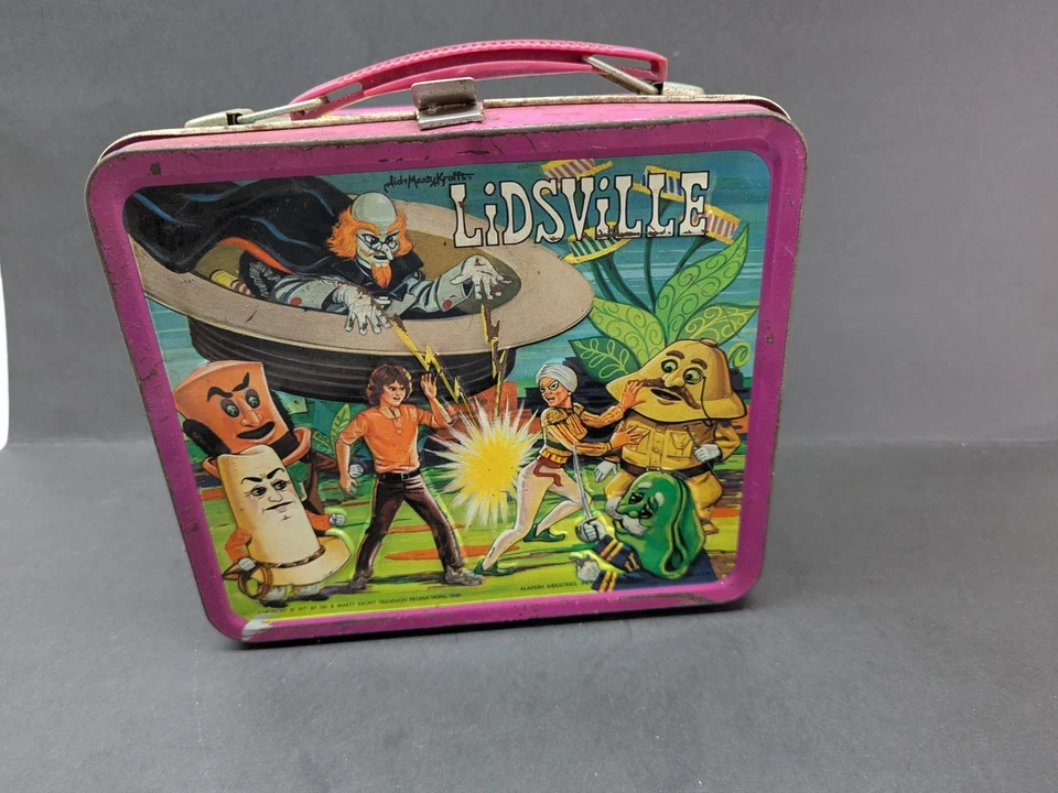 Fiambrera vintage Lidsville 1971 Sid & Marty Krofft 8 x 7 x 4 pulgadas lata Foto 1 de 4