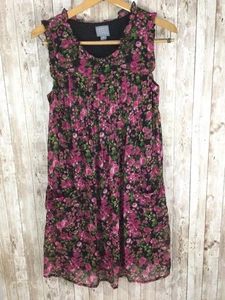 Rabbit Petite Lined Babydoll Mini Dress w/ Pockets Floral CottageCore ruffle 10P - Picture 1 of 6
