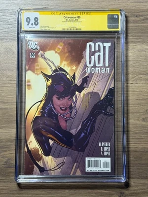 Catwoman #80 DC 2008 Adam Hughes arte de portada cómic firmado CGC SS 9,8 páginas blancas Foto 1 de 2