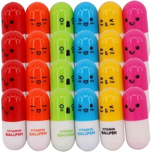 Pill Shaped Pens Retractable Ball 1 Count (Pack of 24), Multicolor  - Picture 1 of 9