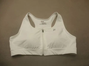 Reggiseno sportivo Fila Sport taglia XL donna bianco foderato senza fili zip davanti logo 11B - Foto 1 di 5