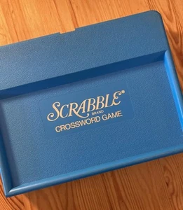 Vintage Scrabble Crossword Game Travel Edition Blue Case 1977 Complete - Picture 1 of 12