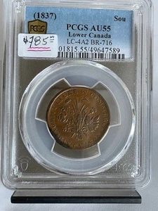 Canadian Token: LC-4A2 ( BR-716), Grade AU-55 by PCGS.Cat:$785 - Foto 1 di 2