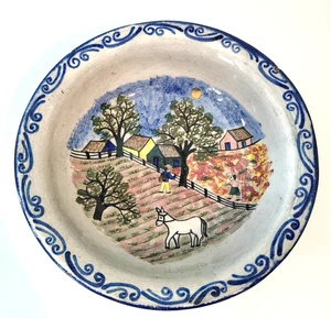 Vintage Mexikanische Keramik Schale Patamban Michoacan Mexiko Landschaft - Bild 1 von 6