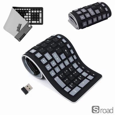 2.4G Wireless Silicone Keyboard, 107 Keys, Flex Roll-Up Waterproof For PC Laptop - Image 1 of 4