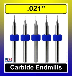 .021" Two Flute End Mill Solid Carbide FIVE Pieces Up Cut Made in USA UMT103 - Picture 1 of 6