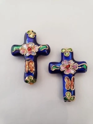 Cloisonné Copper  Blue Cross - Image 1 of 3
