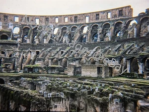 1950 Colosseum Historical Rome Italy Red Kodachrome 35mm Slide - Picture 1 of 4