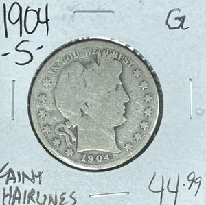 1904-S BARBER SILVER HALF DOLLAR ~ GOOD / FAINT HAIRLINES ~NICE COIN~ - Picture 1 of 2