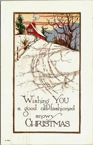 Winter Snow Cabin Old Fashioned Snowy Christmas Postcard Embossed DB 1916 - Bild 1 von 2