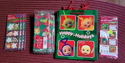 LOTE TELETUBBIES RUGRATS 1998 bolsa de regalo pegatinas etiquetas pañuelo American Greetings   Foto 1 de 4